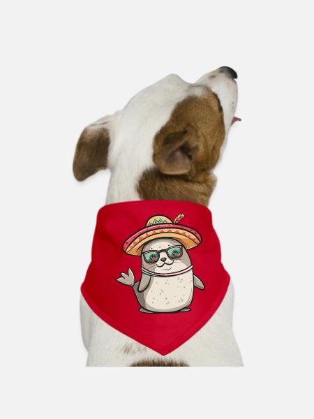 Seal Animal Funny Sombrero - Dog Bandana - red - Front