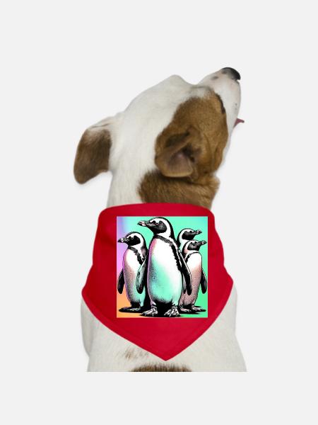 Penguin Penguins - Dog Bandana - red - Front