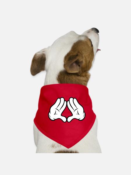 Comic Style Hands Diamond Pyramid Triangle Diamond - Dog Bandana - red - Front