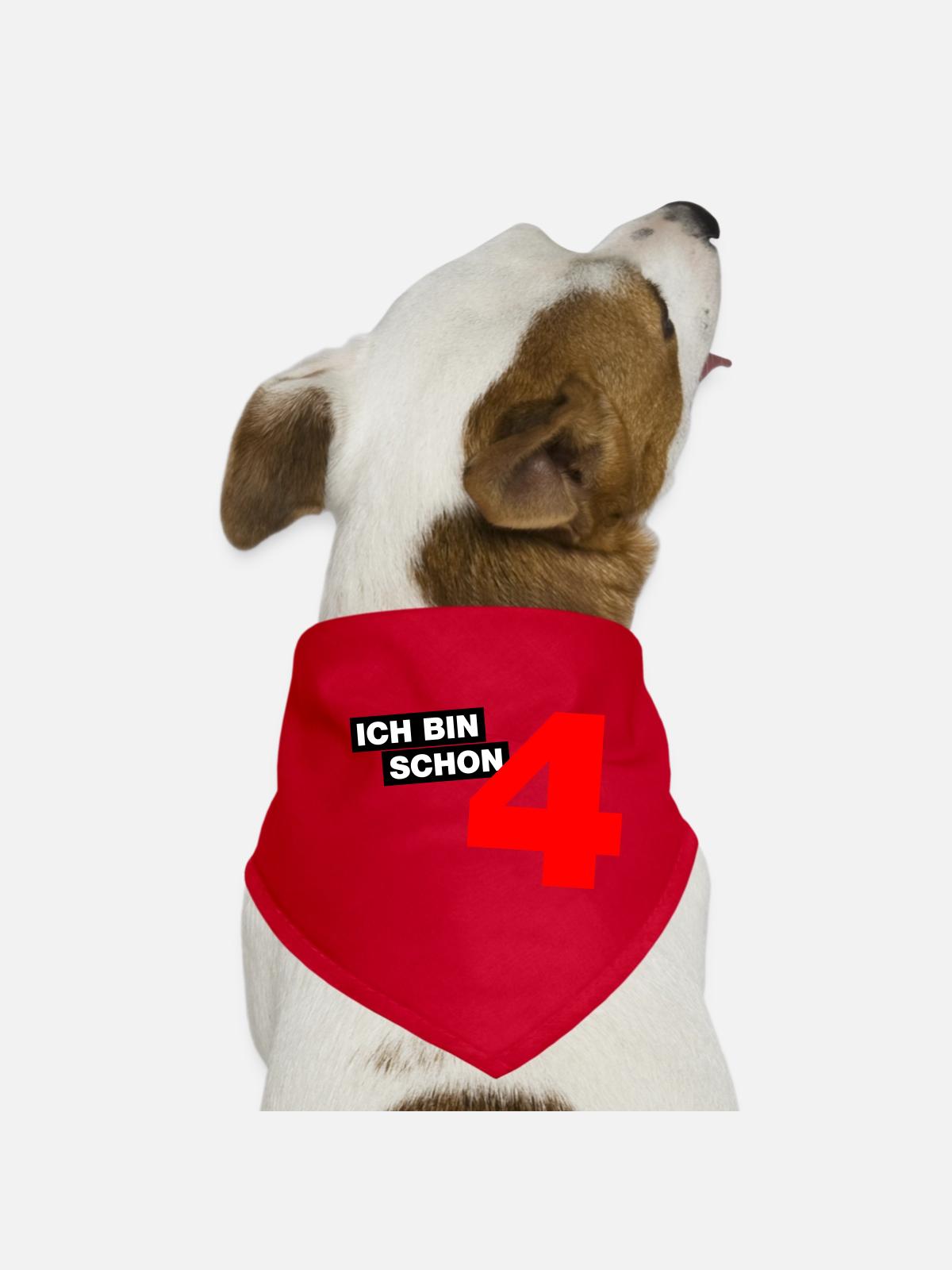 Ich bin schon 4 - Hunde-Bandana - Rot - Vorne