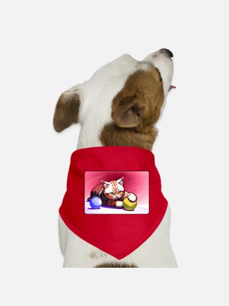 Rotgestreiftes Tigerkätzchen - Hunde-Bandana - Rot - Vorne