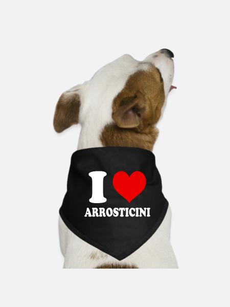 I Love Arrosticini Funny Witty Heart - Dog Bandana - black - Front