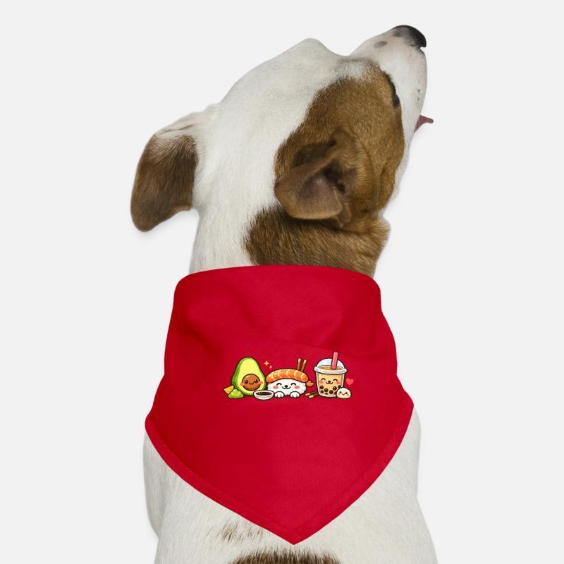 Kawaii Sushi Avocado Bubble Tea Hunde-Bandana