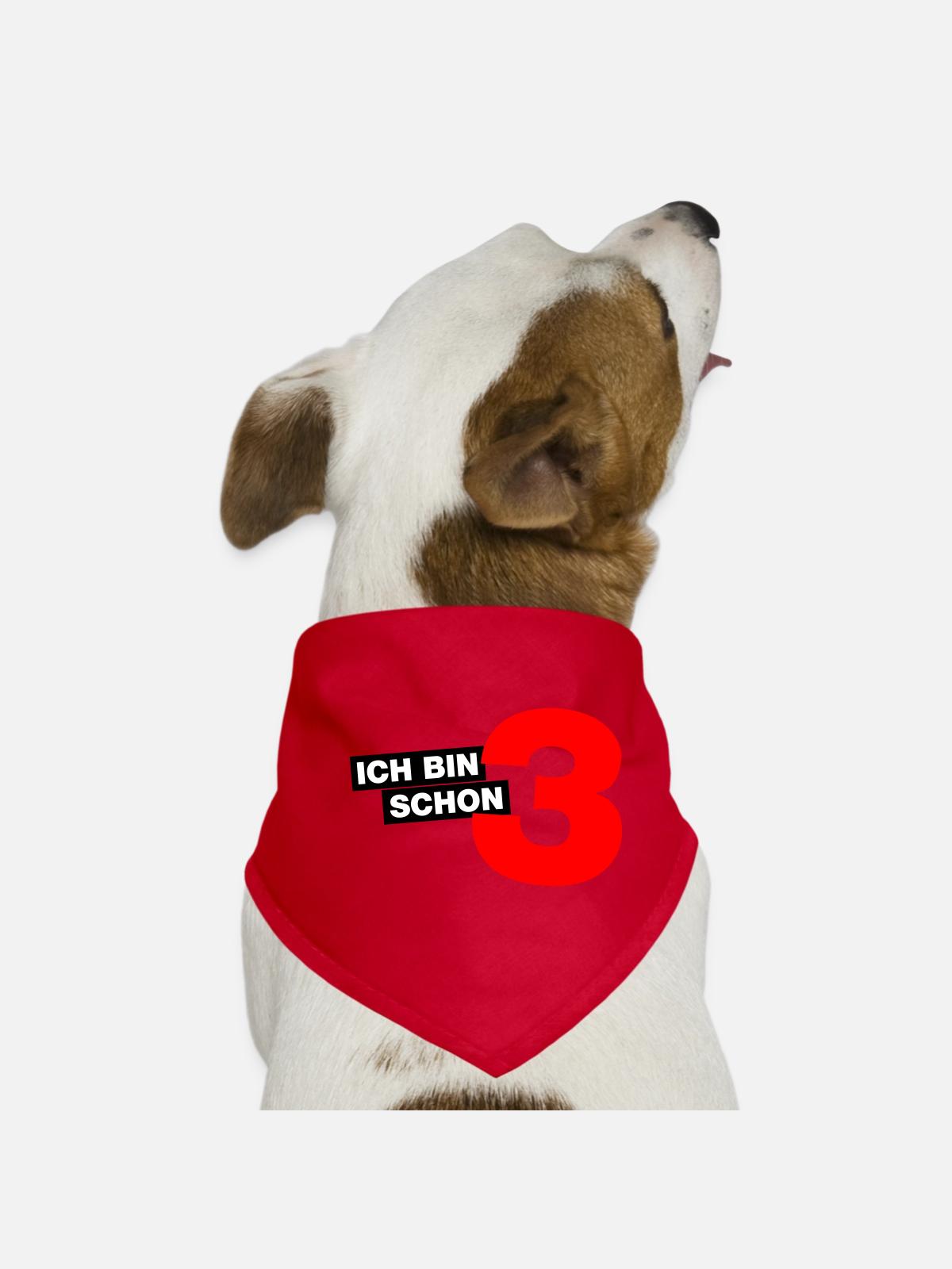Ich bin schon 3 - Hunde-Bandana - Rot - Vorne