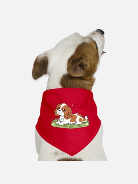 Welpenreiter in der Sonne auf Gras - Hunde-Bandana - Rot - Vorne