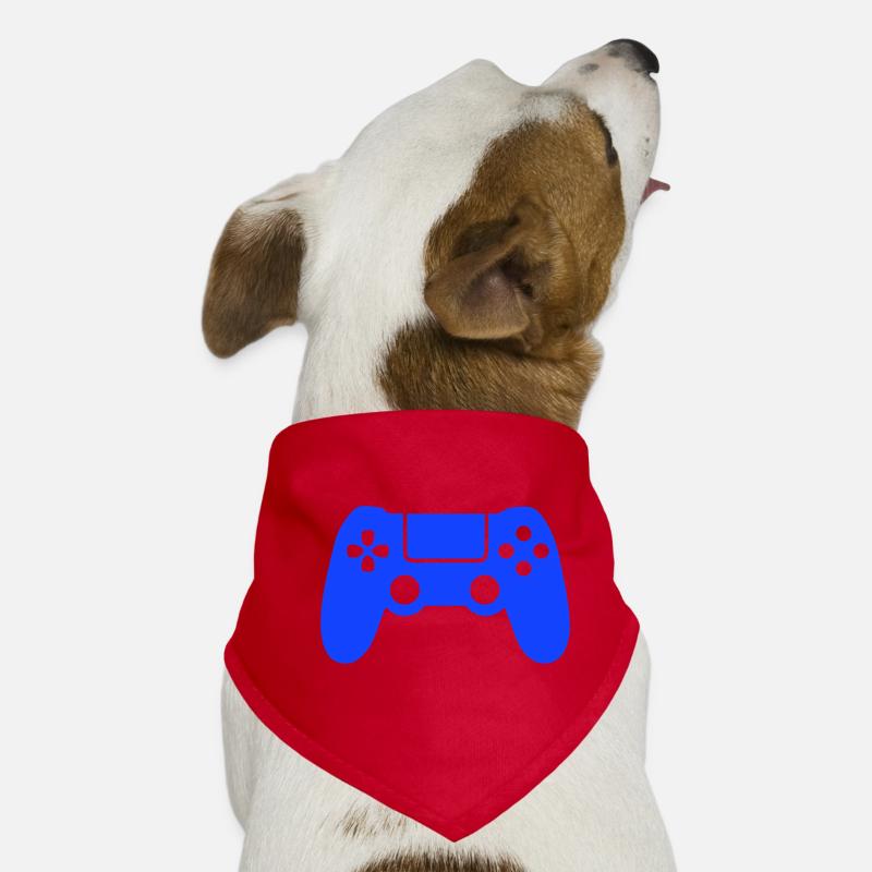 Blue Gaming Controller Silhouette Dog Bandana