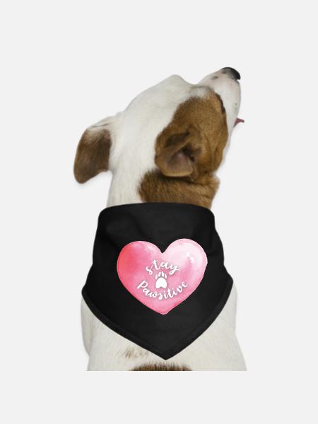 Coeur rose Paléo palwsitive avec patte - Bandana pour chien - noir - Devant