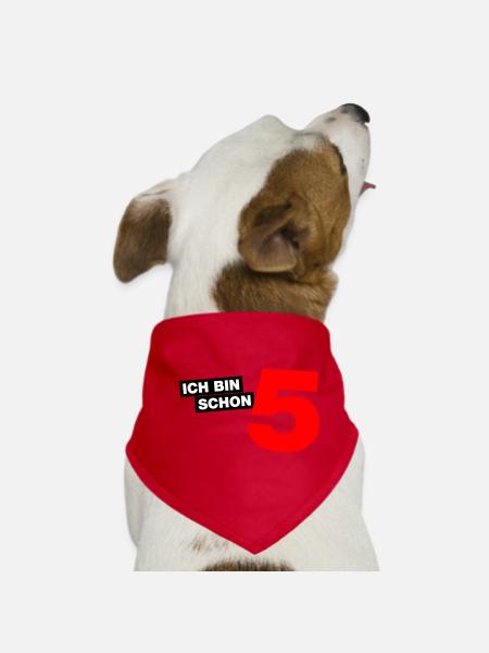 Ich bin schon 5 - Hunde-Bandana - Rot - Vorne