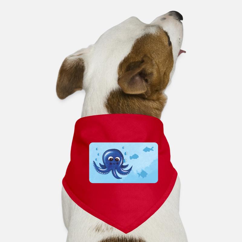 Funny octopus and fish with bubbles Dog Bandana