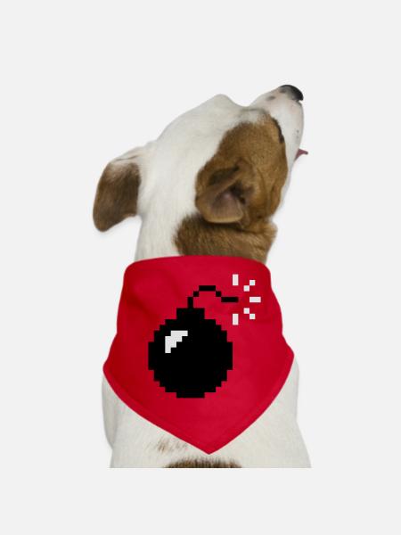 Pixel Bomb | Bombe | Explosion - Bandana pour chien - rouge - Devant