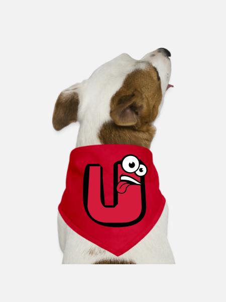 U lettre nom écrire bande dessin animé visage l - Bandana pour chien - rouge - Devant