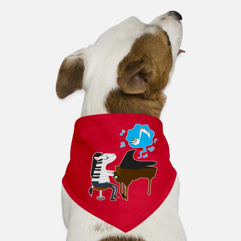 A zebra playing the piano - Dog Bandana - red