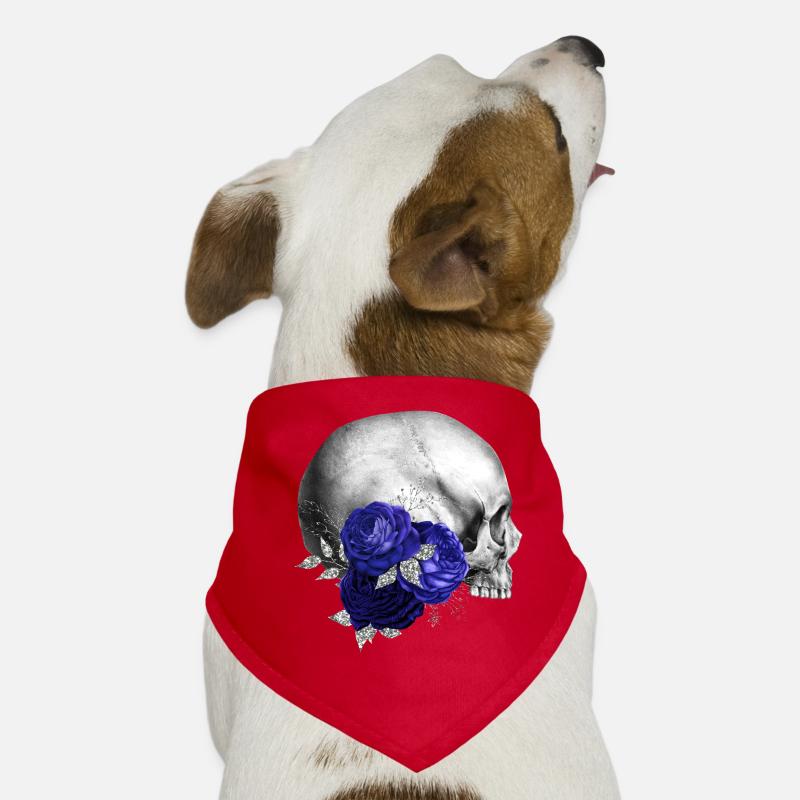 Night flowers gothic goth skull death skull punk Dog Bandana