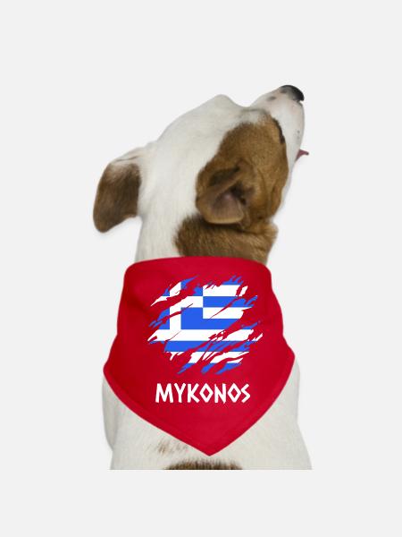 Mykonos Griechenland - Hunde-Bandana - Rot - Vorne