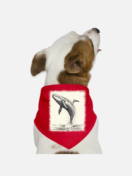 Drinking Hawaiiantribal Birthday Whale Shark - Dog Bandana - red - Front