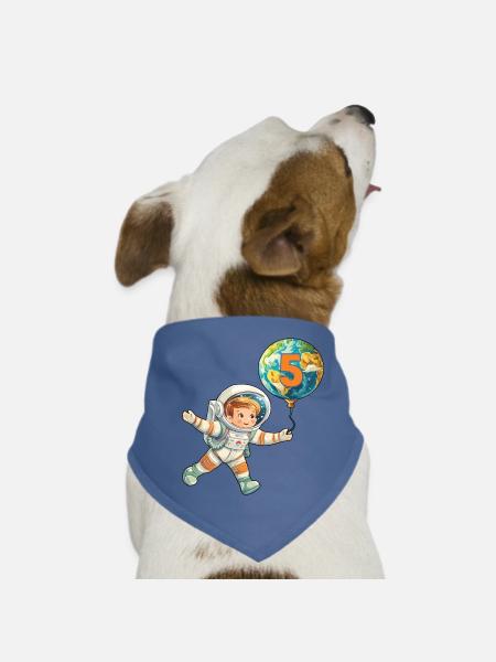 Astronaut 5 Birthday 5 Years Astronaut Space - Dog Bandana - red - Front