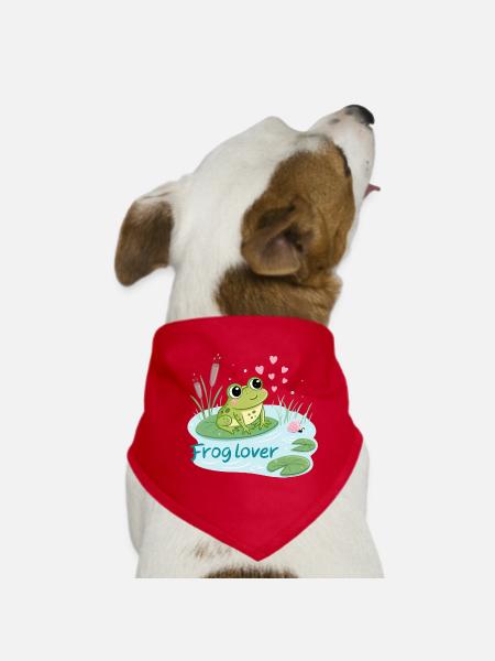 Frog Gourmande Love - Dog Bandana - red - Front