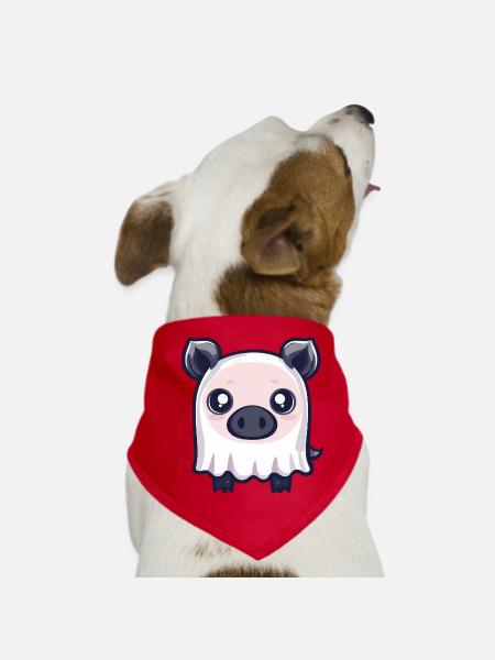 Schwein Halloween Geist Wildschwein - Hunde-Bandana - Rot - Vorne