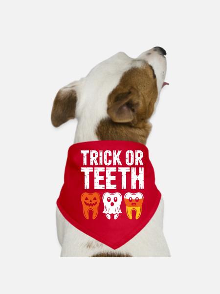 T-shirt Halloween Trick or Teeth - Bandana pour chien - rouge - Devant