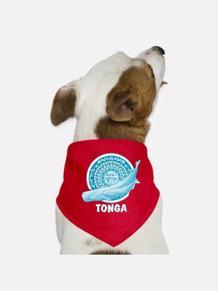 Pottwale und Tikimaske - Hunde-Bandana - Rot - Vorne