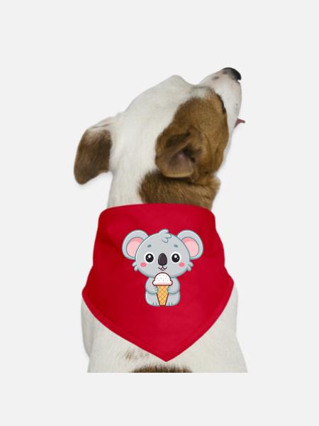 Koala Gourmand Crème Glacée - Dog Bandana - red - Front