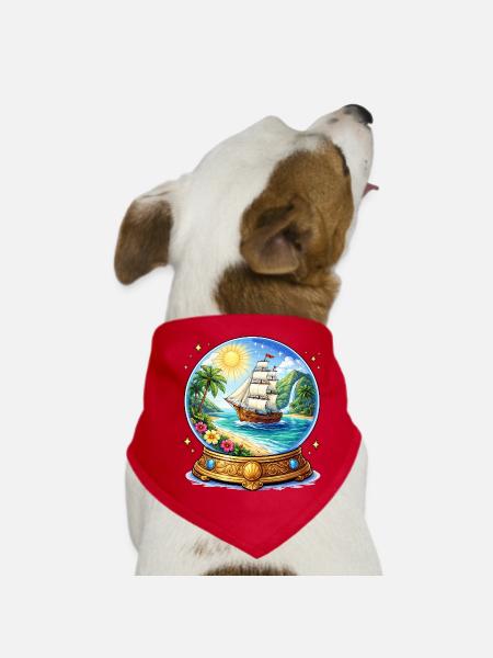 Ship's dream spherical image - Dog Bandana - red - Front