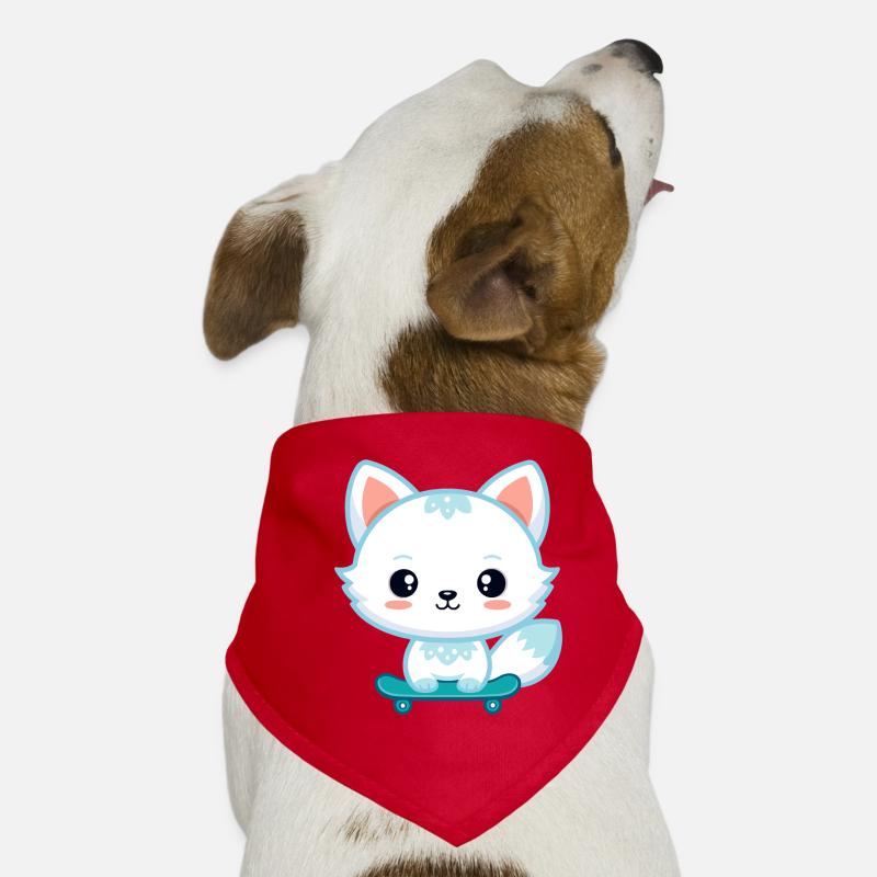 Kawaii Fox on Skateboard Dog Bandana