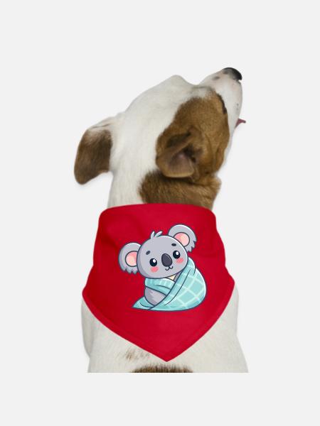 Koala gemütlich in der Bettdecke - Hunde-Bandana - Rot - Vorne