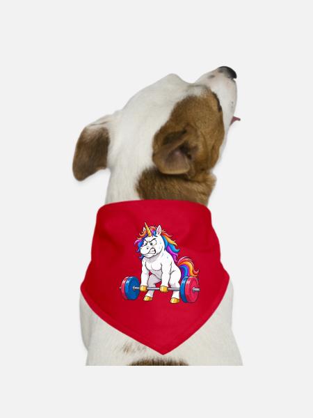 Funny Unicorn Gym Deadlift - Dog Bandana - red - Front
