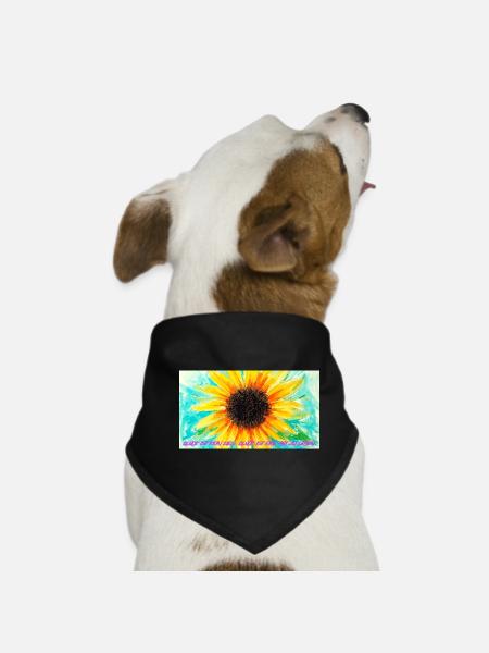 Sonnenblume Farbrausch Kunst - Hunde-Bandana - Schwarz - Vorne
