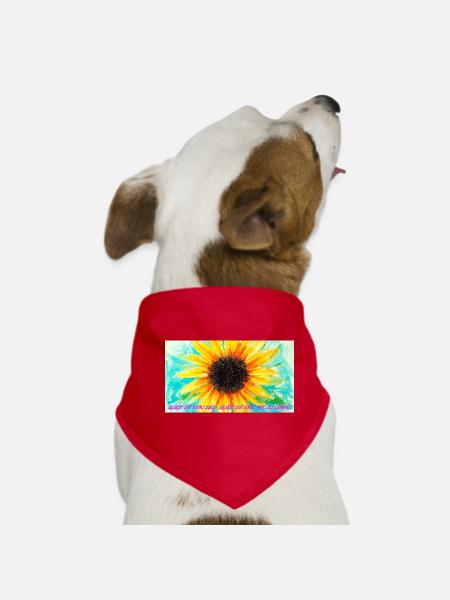 Sunflower Color Rush Art - Dog Bandana - red