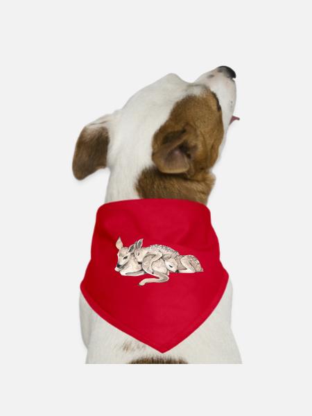 Chemise familiale douillette de cerf – Esthétique nature mignonne - Bandana pour chien - rouge - Devant