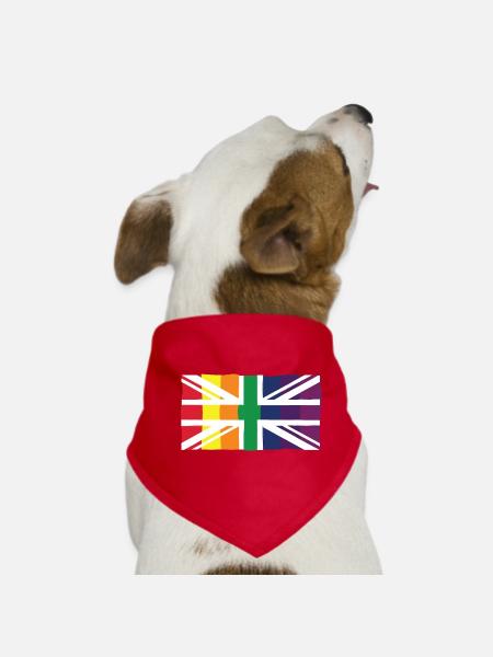 Union Jack Pride arc-en-ciel - Drapeau britannique design LGBTQ+ - Bandana pour chien - rouge - Devant