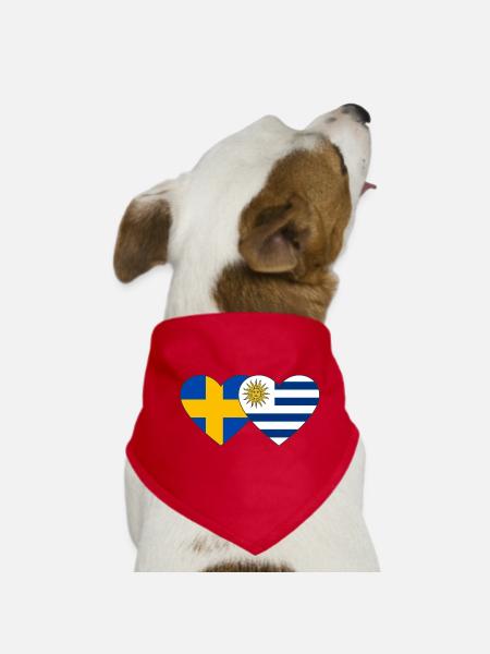 Suède Uruguay Drapeau du cœur - Bandana pour chien - rouge - Devant