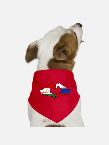 Tajikistan Russia Flag Hands Heart Shape Used - Dog Bandana - red - Front