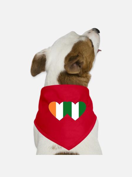 Côte d'Ivoire Nigeria Flag Heart - Dog Bandana - red - Front