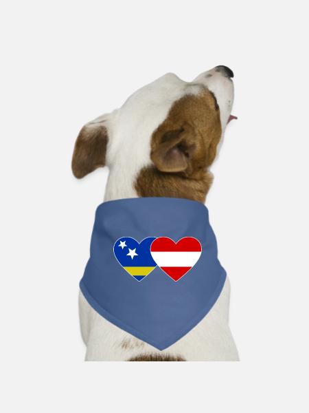 Curacao_Oesterreich_Flagge_Herz - Bandana pour chien - rouge - Devant