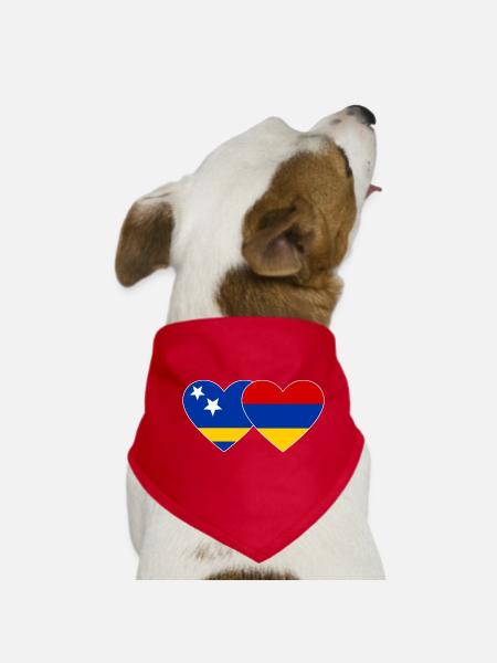 Curacao Armenia Flag Heart - Dog Bandana - red - Front