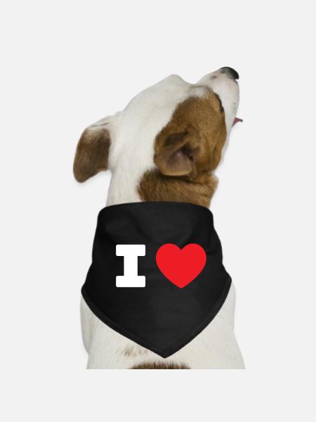 I LOVE - HEART Füge deinen eigenen Text hinzu - Hunde-Bandana - Schwarz - Vorne