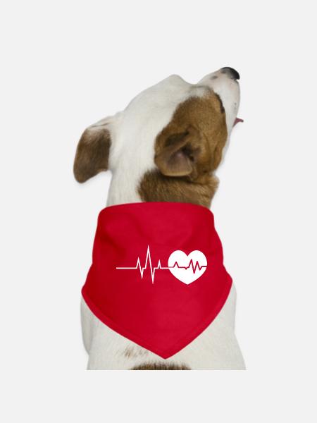 Herzschlag - Heartbeat / Heart - Love - Hunde-Bandana - Rot - Vorne