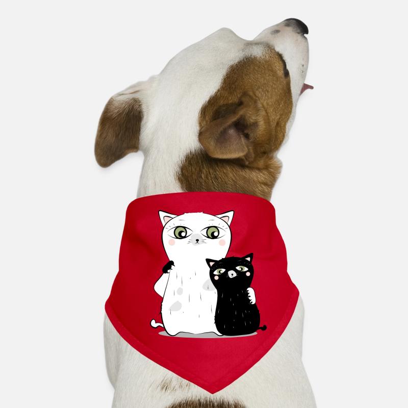 white cat & black cat Dog Bandana