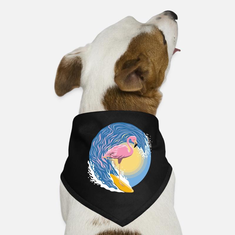 Surfing flamingo Dog Bandana
