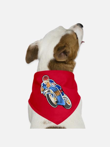 Wheelie à la course de moto - aquarelles lumineuses - Bandana pour chien - rouge - Devant