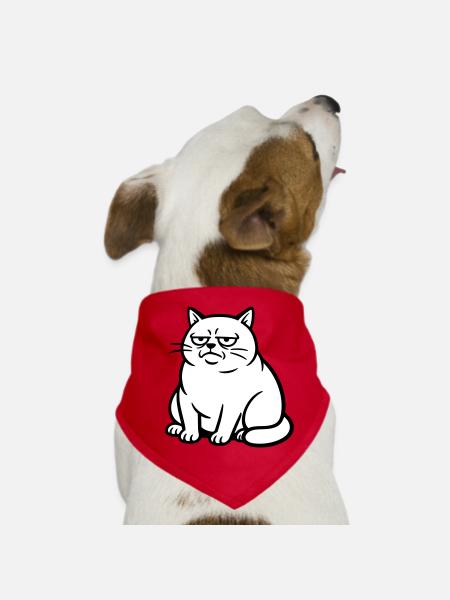 Bored cat - Dog Bandana - red - Front