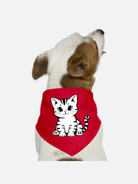 Cat Kitten Cat Shirt Cat T-shirt Gift - Dog Bandana - red - Front