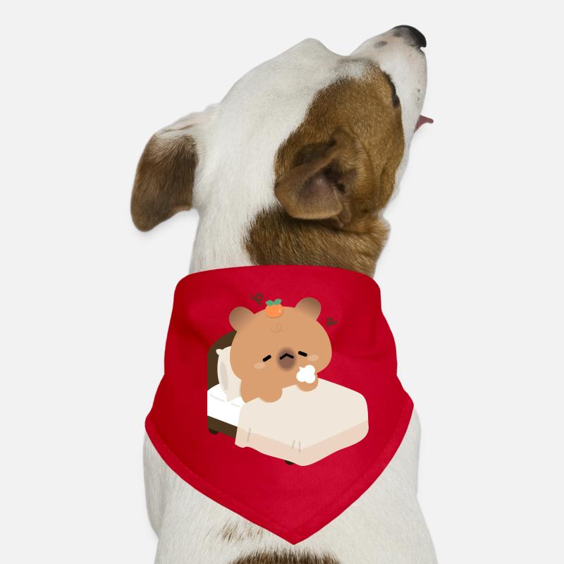 Schläfrige Kapybara im gemütlichen Bett - Hunde-Bandana - Rot