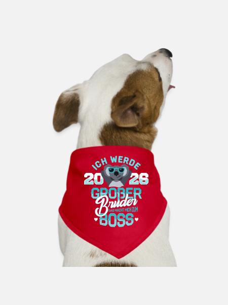 Ich werde 2026 Großer Bruder Schwangerschaft baby - Hunde-Bandana - Rot - Vorne
