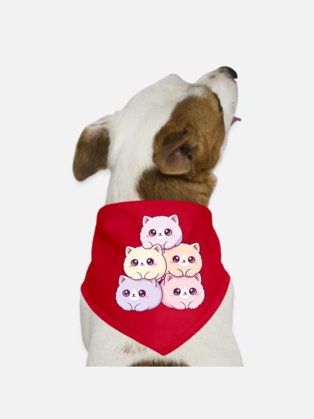 Pastel cats bunch cuddly happy - Dog Bandana - red - Front