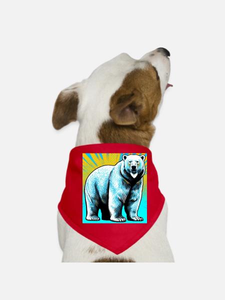polar bear - Dog Bandana - red - Front