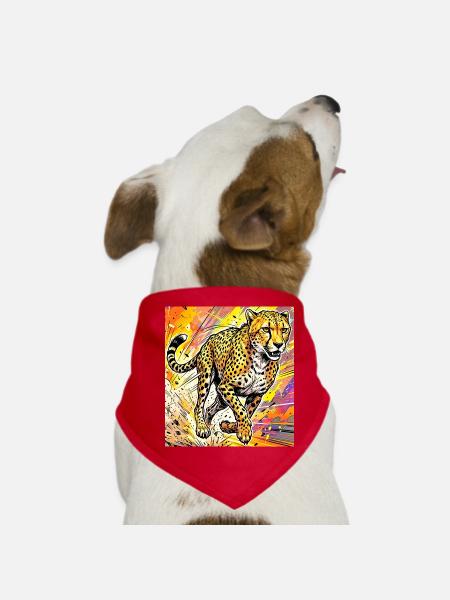 cheetah - Dog Bandana - red - Front